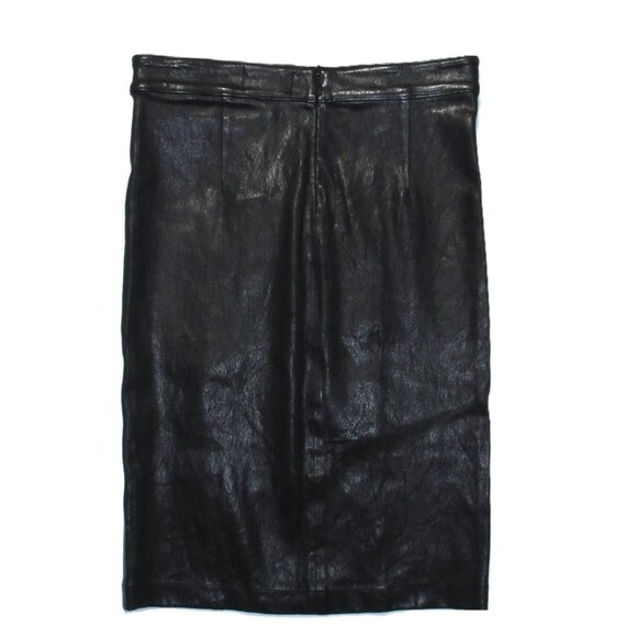 NWT FRAME Denim Le High Leather Pencil Skirt in Washed Noir Black Slit Front 29 - Picture 8 of 8